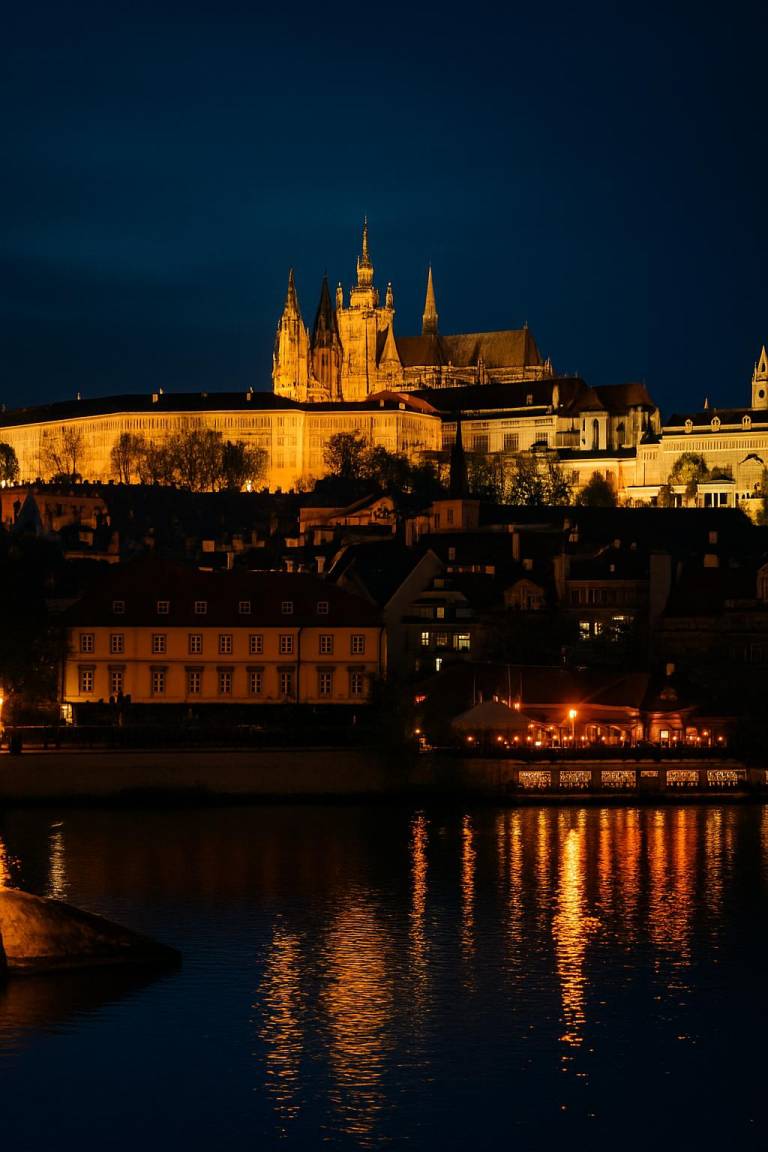 Prague castle night view image
